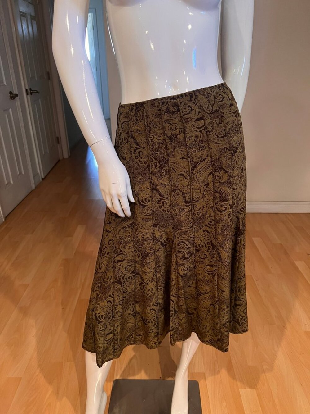 VINTAGE Y2K EMANUEL BY EMANUEL UNGARO PAISLEY SILK PLEATED SKIRT SZ 12